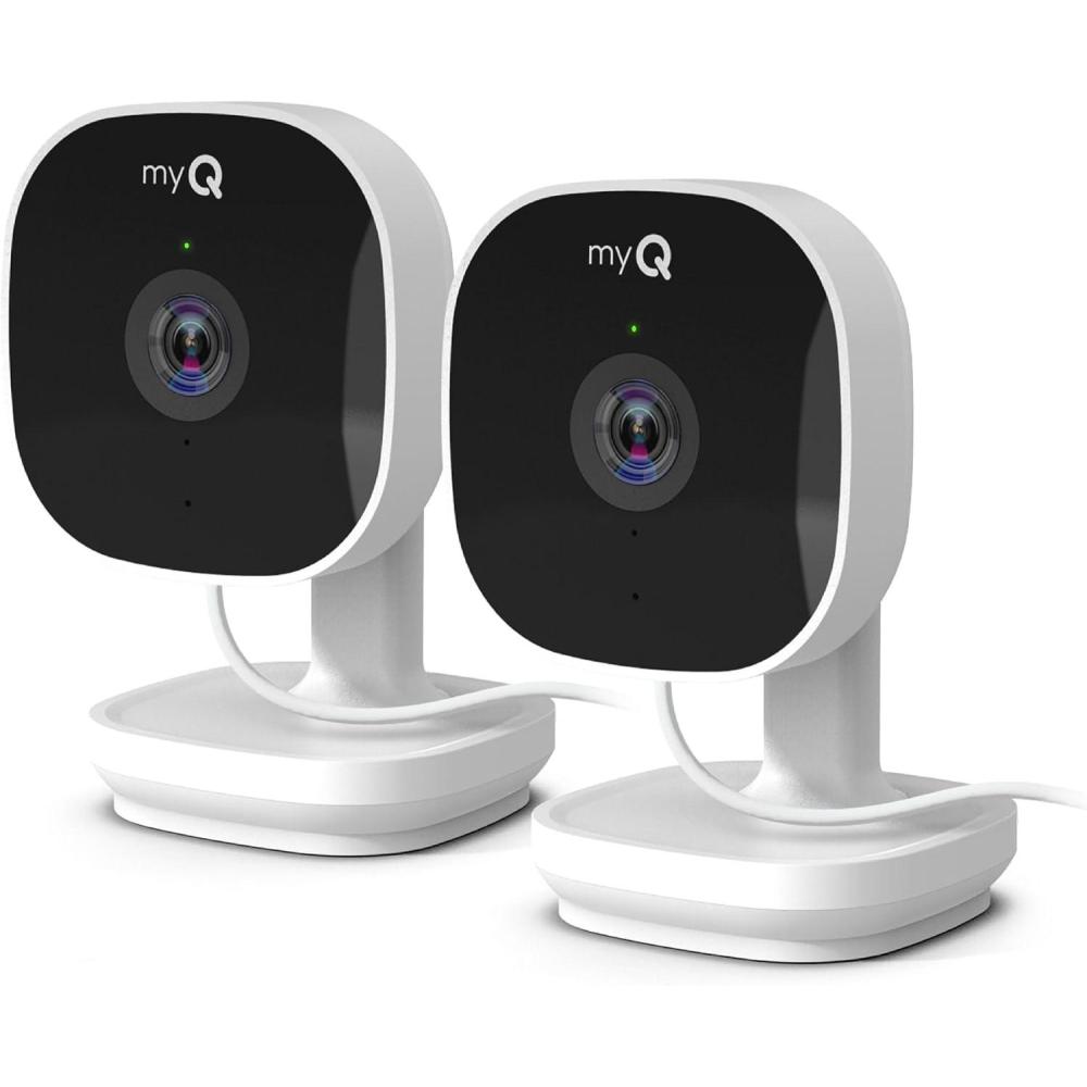 imageCHAMBERLAIN myQ Outdoor Battery Camera  2K Camera Color Night Vision Spotlight Motion Alerts Live View with TwoWay Talk Wireless WeatherResistant Outdoor WhiteSmart Indoor Camera  2pk