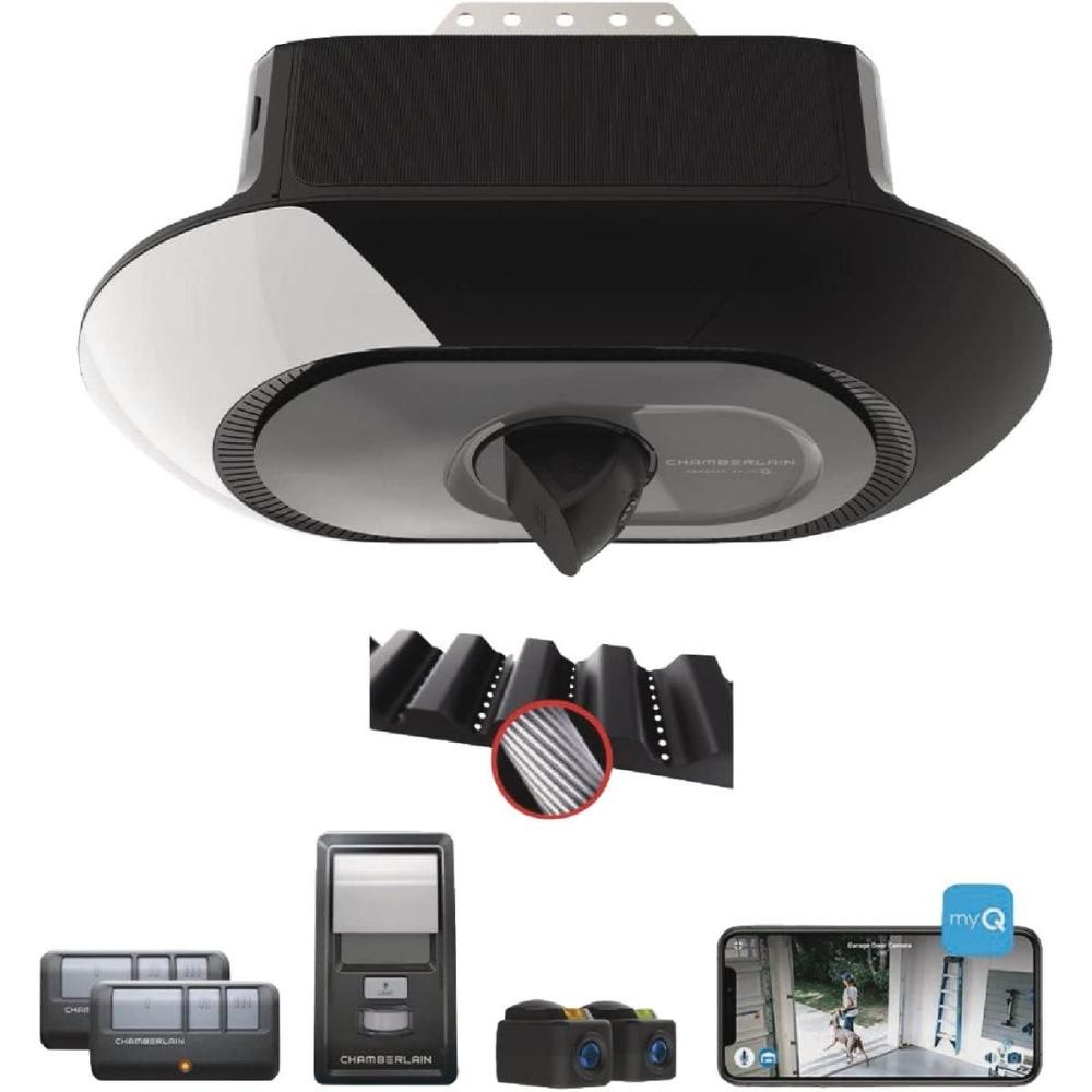 imageChamberlain B4643T Smart Built in CameramyQ Smartphone ControlledUltra Quiet Strong Belt Drive Blue Garage Door OpenerB4643 Garage Door Opener