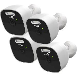CHAMBERLAIN myQ Outdoor Battery Camera | 2K Camera, Color Night Vision, Spotlight, Motion Alerts, Live View with Two-Way Talk, Wireless, Weather-Resistant, Outdoor, White(Outdoor Battery Camera  4pk)