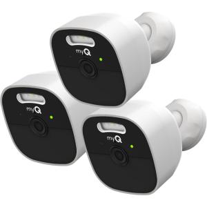 CHAMBERLAIN myQ Outdoor Battery Camera | 2K Camera, Color Night Vision, Spotlight, Motion Alerts, Live View with Two-Way Talk, Wireless, Weather-Resistant, Outdoor, White(Outdoor Battery Camera  3pk)