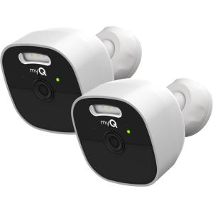 CHAMBERLAIN myQ Outdoor Battery Camera | 2K Camera, Color Night Vision, Spotlight, Motion Alerts, Live View with Two-Way Talk, Wireless, Weather-Resistant, Outdoor, White(Outdoor Battery Camera  2pk)