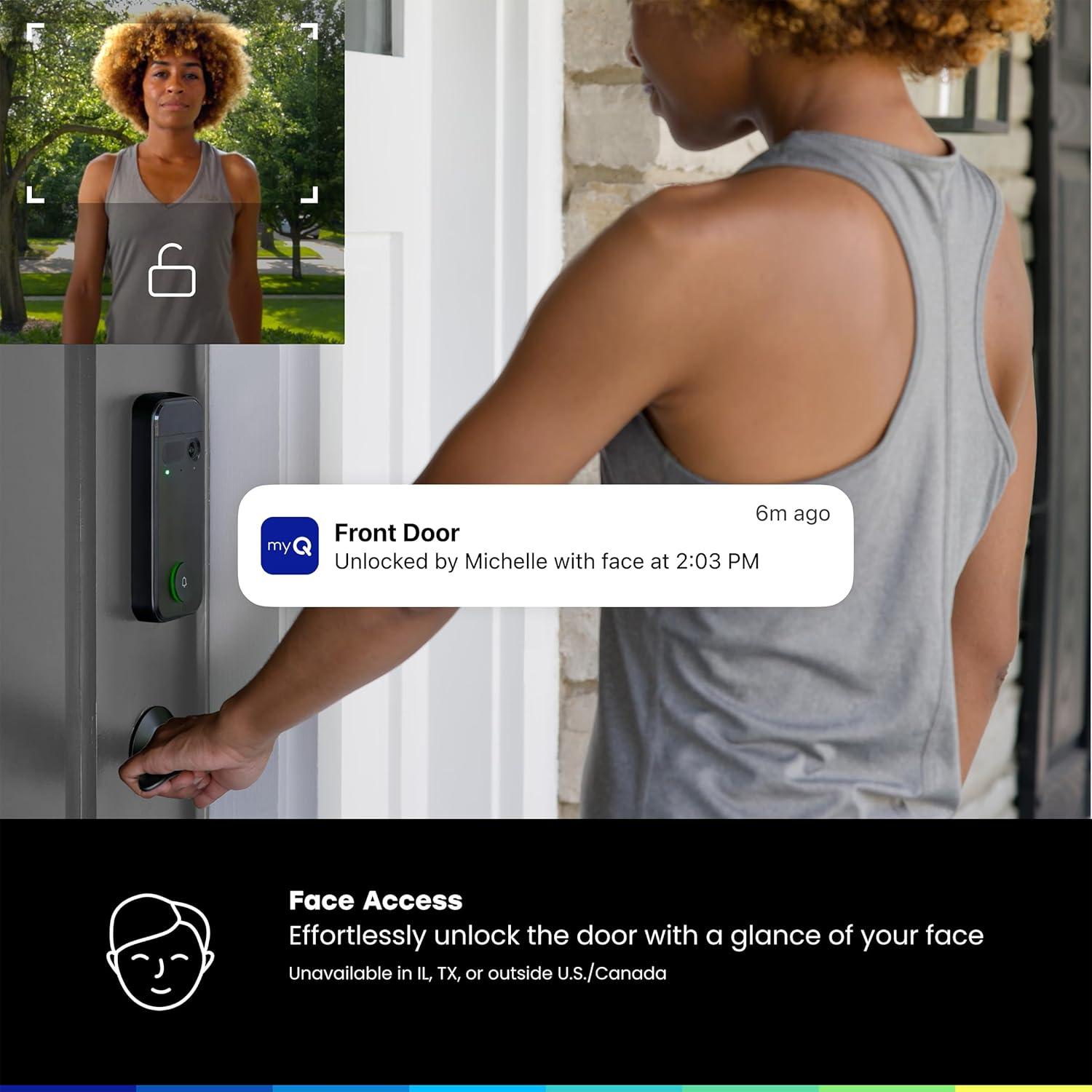 image:imagemyQ Secure View 3in1 Smart Lock with 2K HDR Video Doorbell Camera Face Access Fingerprint Access PIN amp App Control Intelligent Entry with Builtin Camera Color Night Vision amp TwoWay Audio