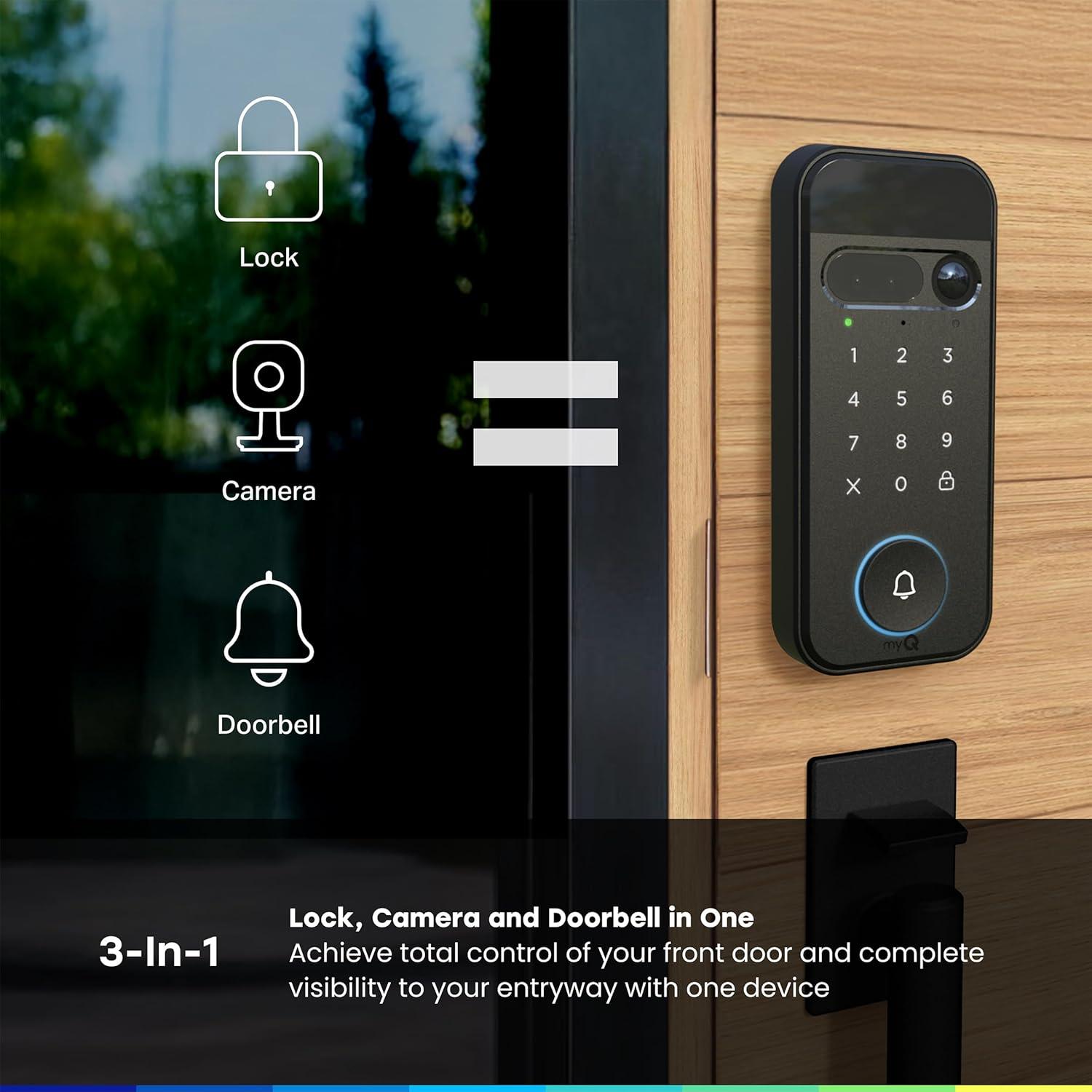 image:imagemyQ Secure View 3in1 Smart Lock with 2K HDR Video Doorbell Camera Face Access Fingerprint Access PIN amp App Control Intelligent Entry with Builtin Camera Color Night Vision amp TwoWay Audio